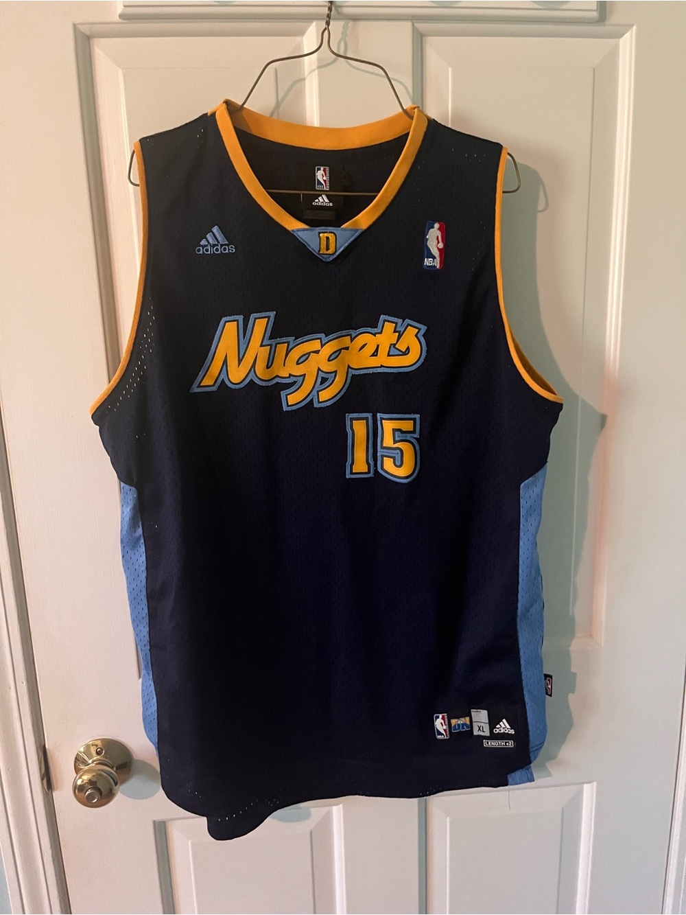 Adidas Denver Nuggets Navy and Light Blue Carmelo Anthony Basketball Jersey